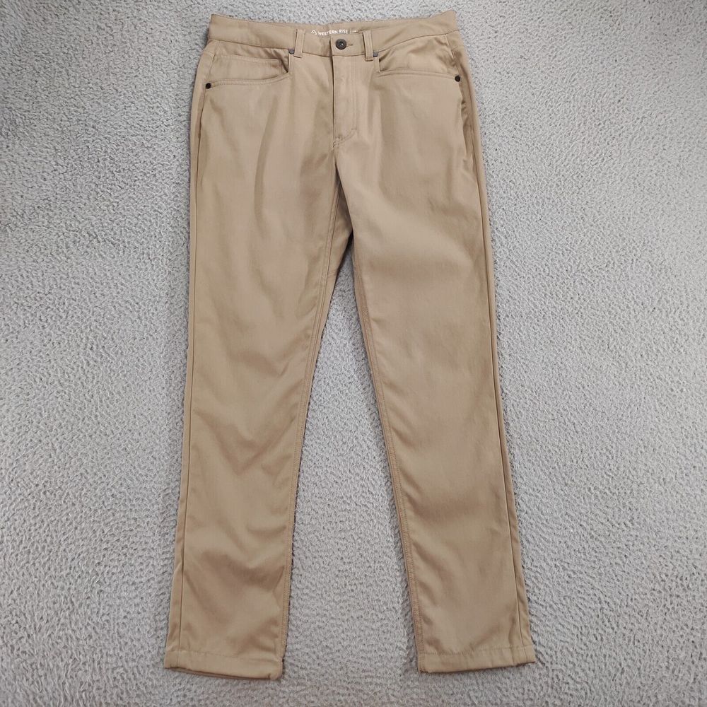 Western Rise Pants Mens 32 x 30 Tan AT Pant Performance Travel Hiking Stretch